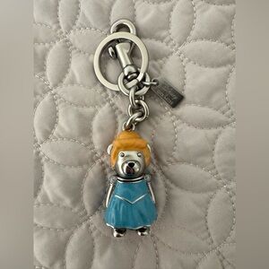 New without Tags: Coach Disney Cinderella Blue and Silver Bear Keychain
